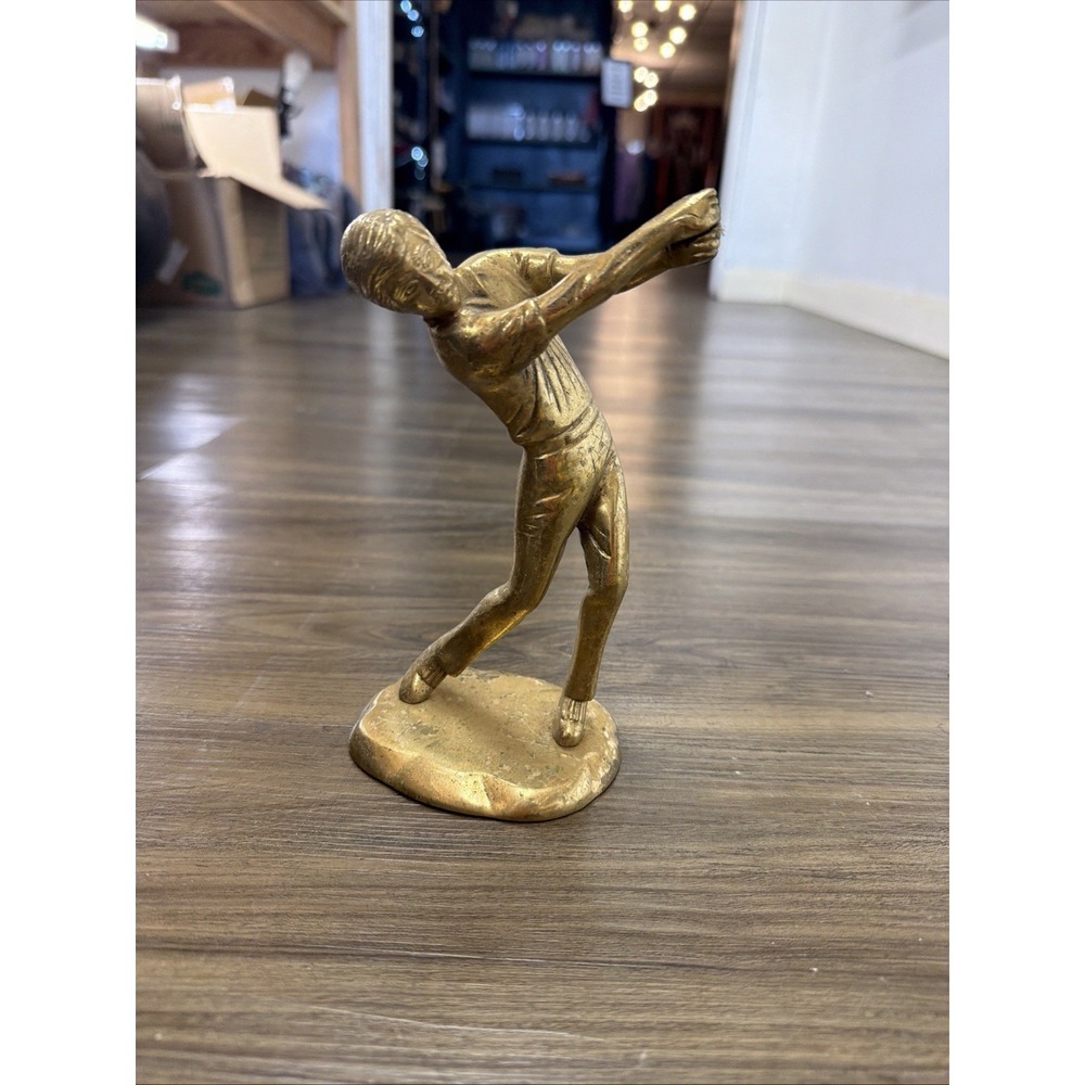 Solid Brass 6" Golfer Statue Figure Sculpture Swinging Vintage Read Description